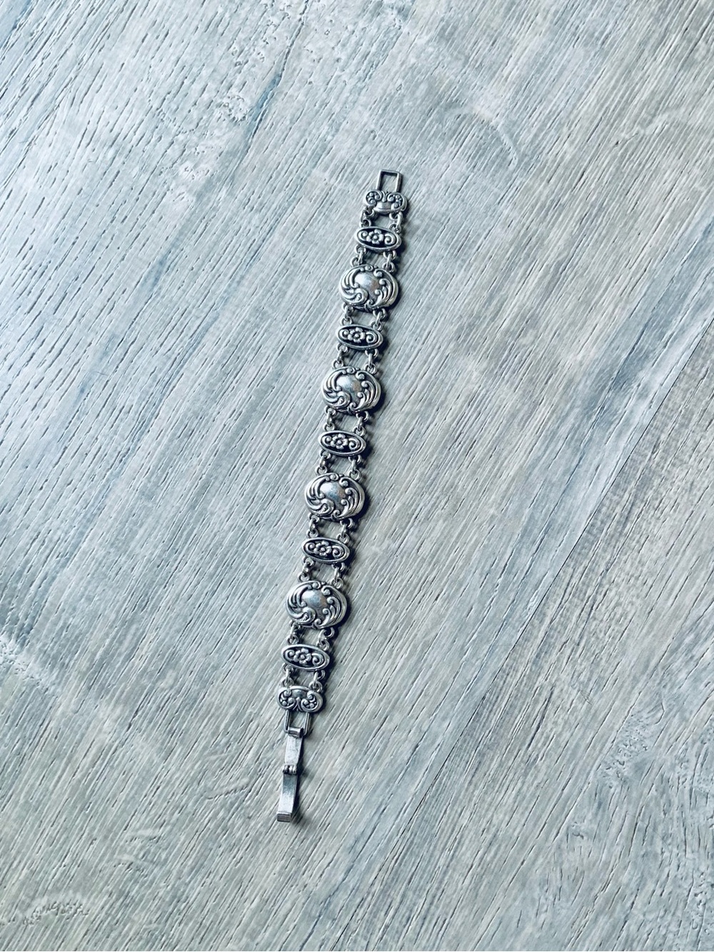 Vintage Brighton Silver-Tone Ornate Link Bracelet OS